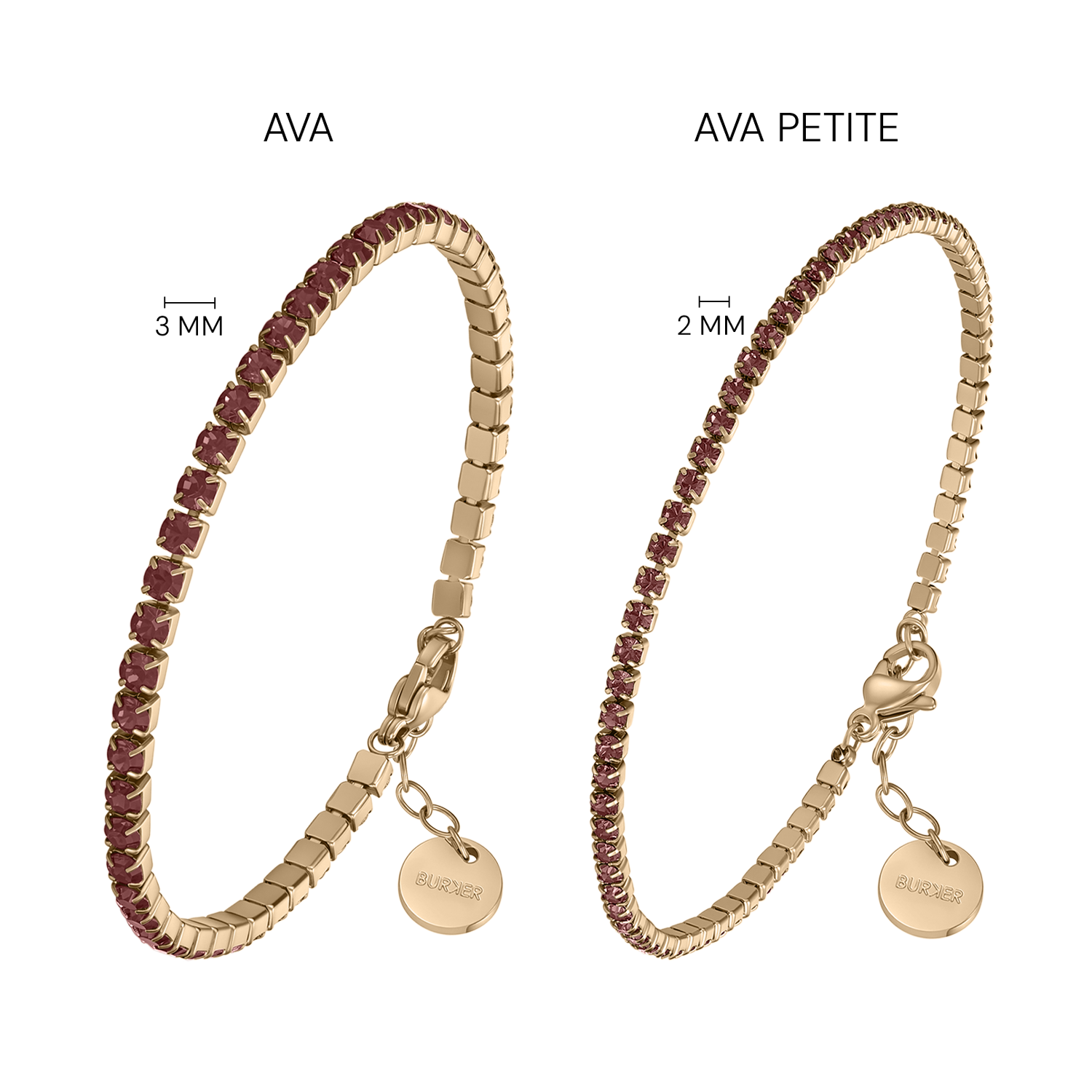 Ava Petite Gold Burgundy Bracelet