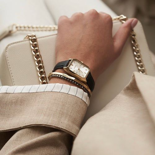 Isabell Gold Black Leather