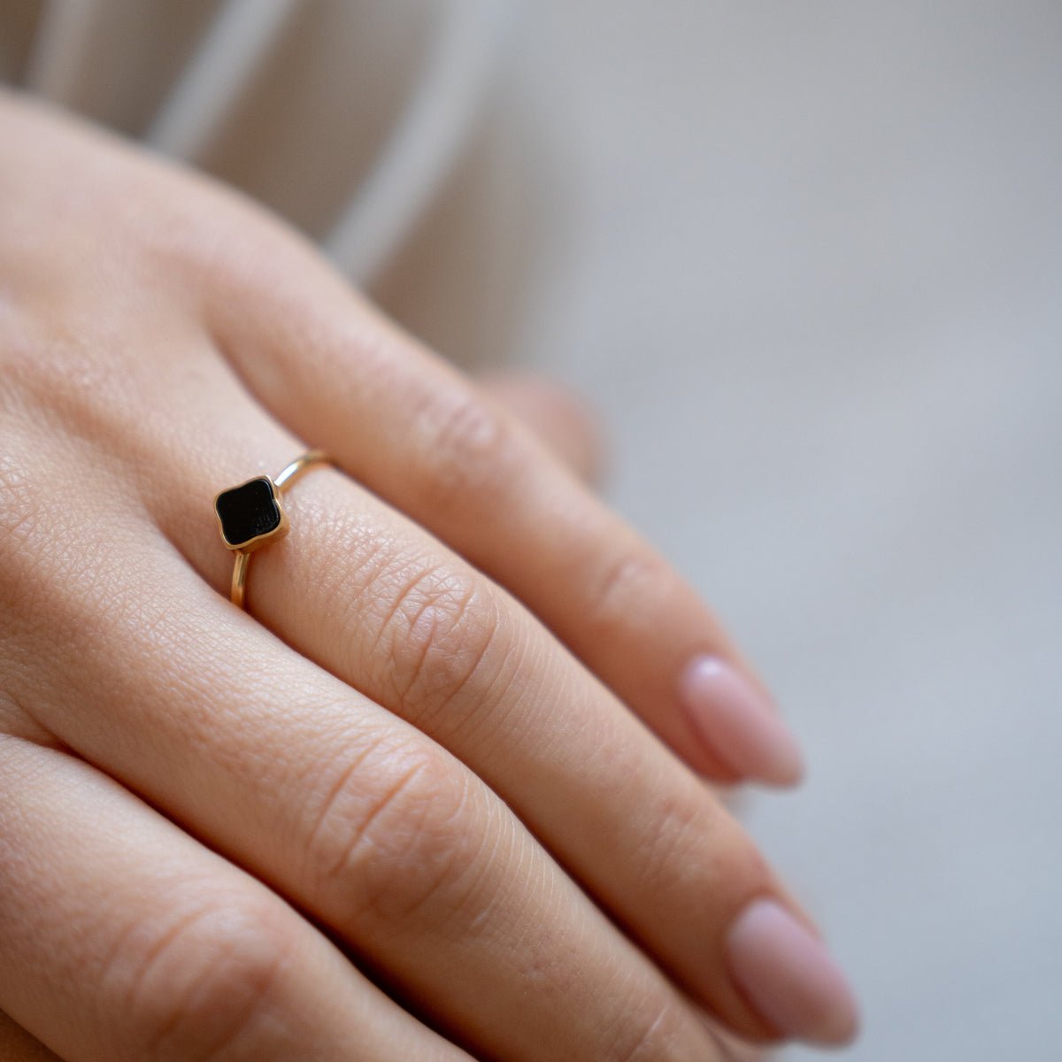 Flora Gold Black Ring