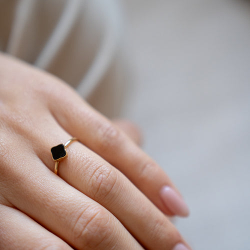 Flora Gold Black Ring