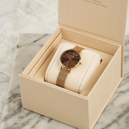 Ruby Petite Gold Brown Mesh