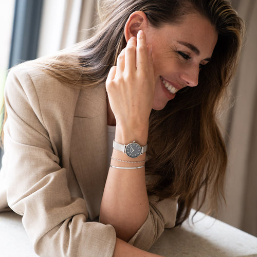 Ruby Petite Silver Black Mesh