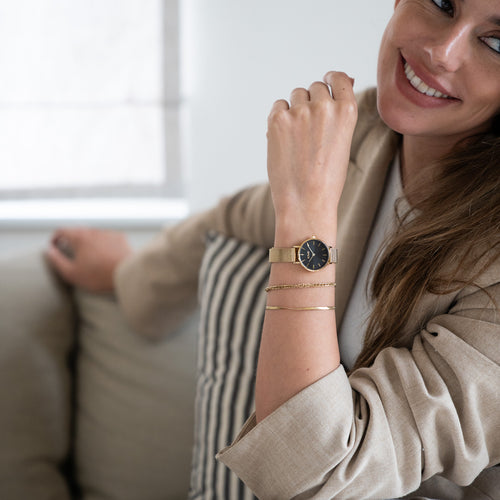 Ruby Petite Gold Black Mesh