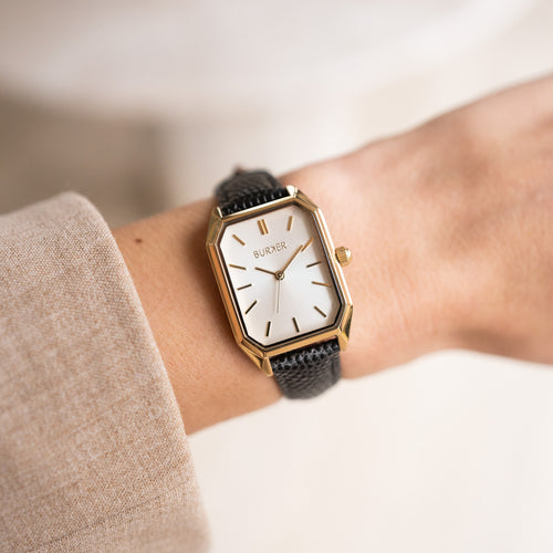 Isabell Gold Black Leather