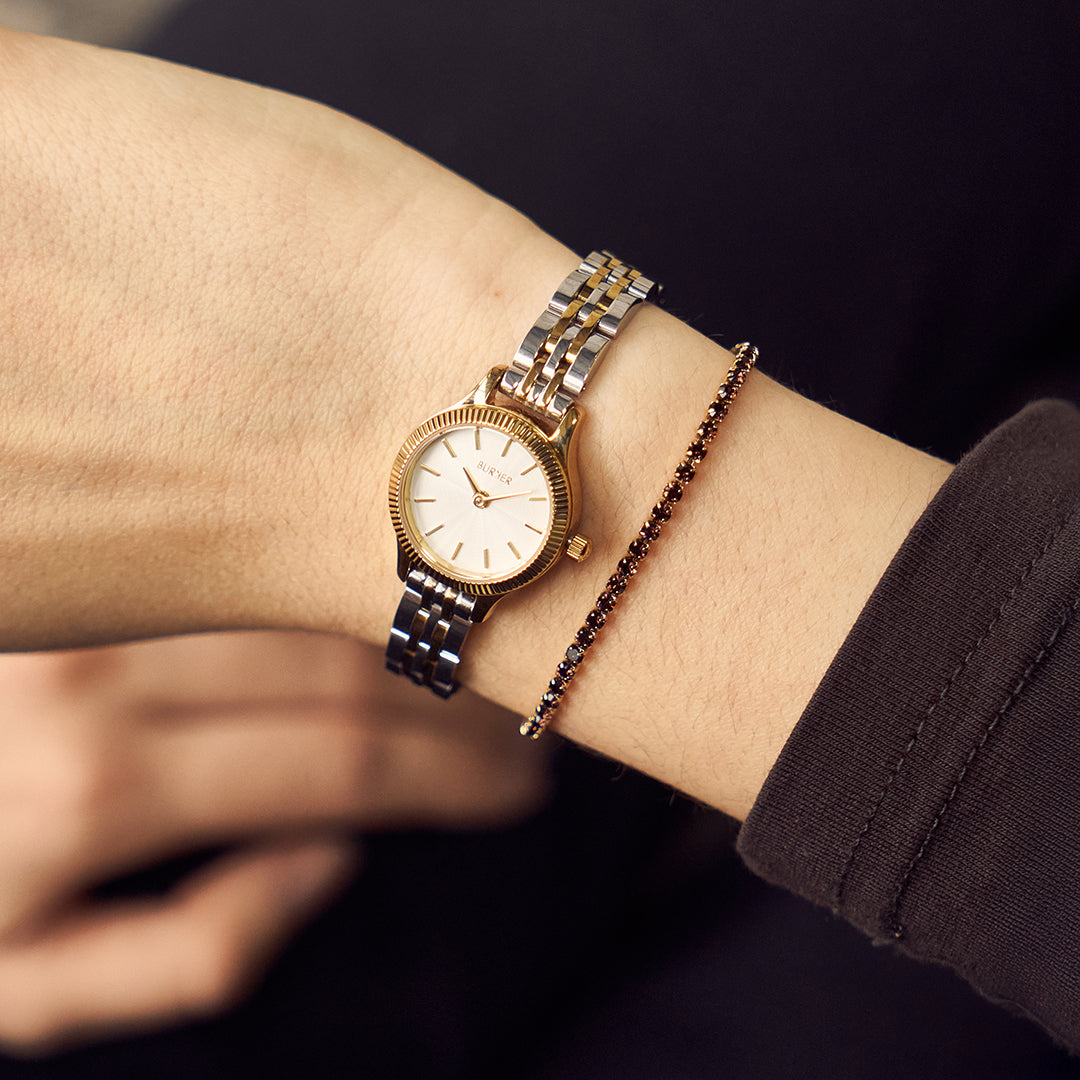 Ava Petite Gold Burgundy Bracelet