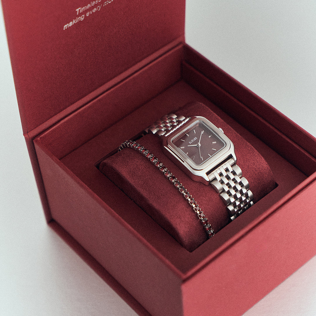 Ava Silver Burgundy Bracelet