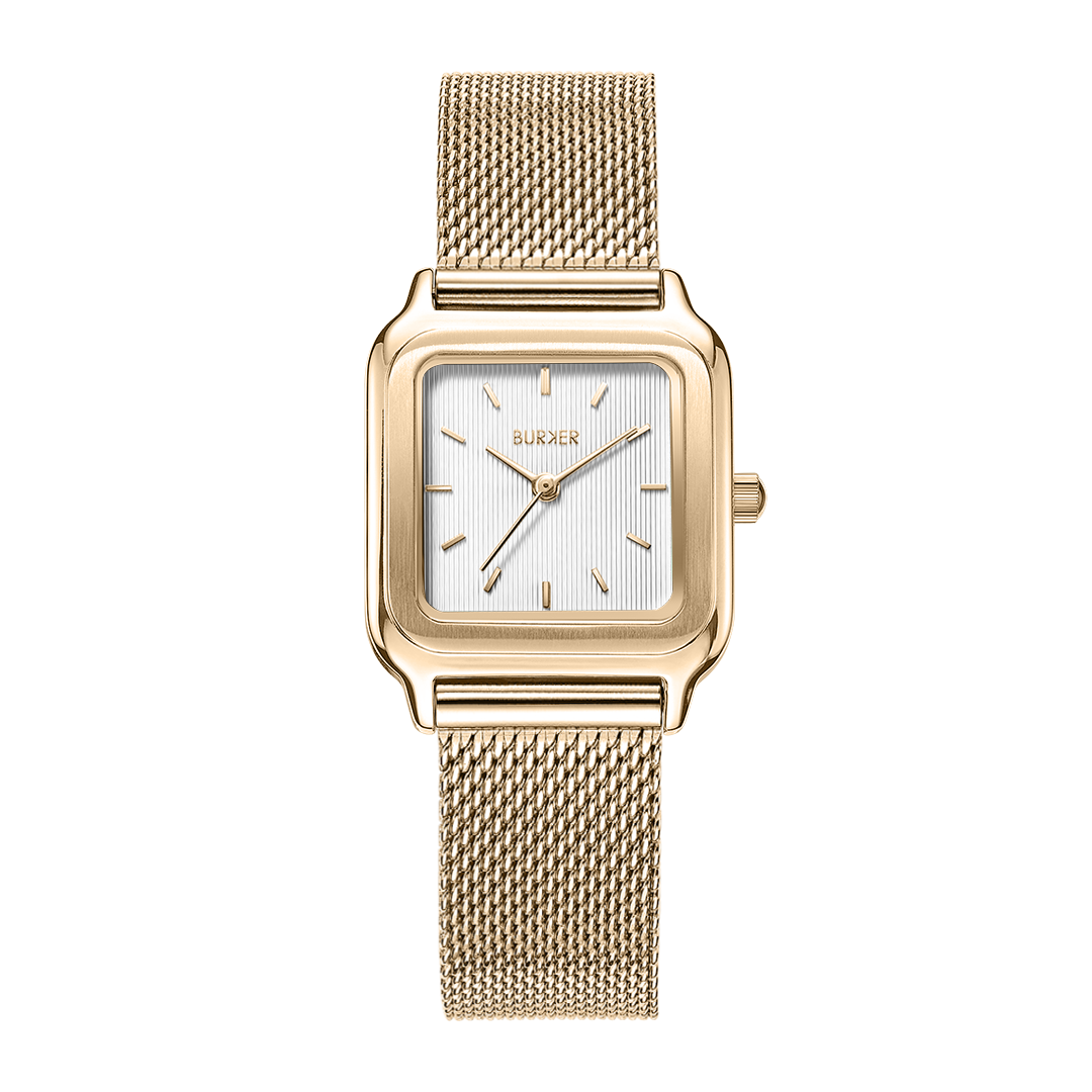 Macy Gold White Mesh Burker Watches