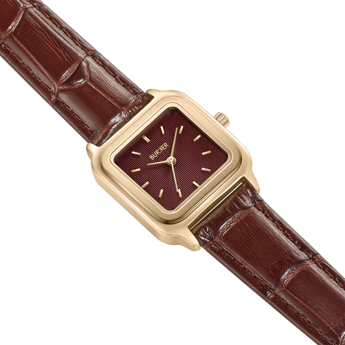 Macy Gold Burgundy Leather