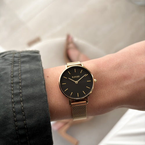 Ruby Petite Gold Black Mesh