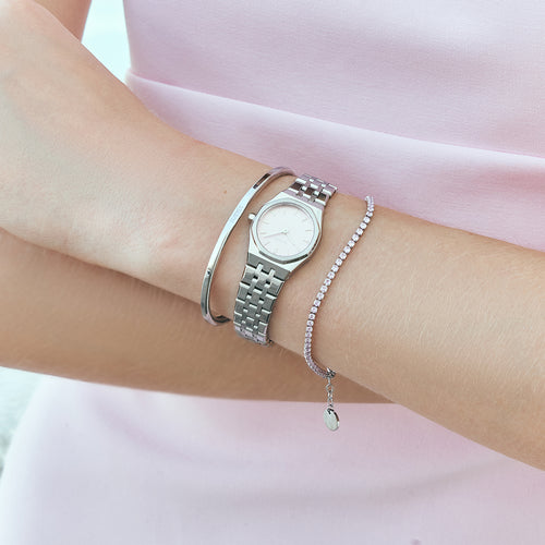 Ava Petite Silver Pink Bracelet