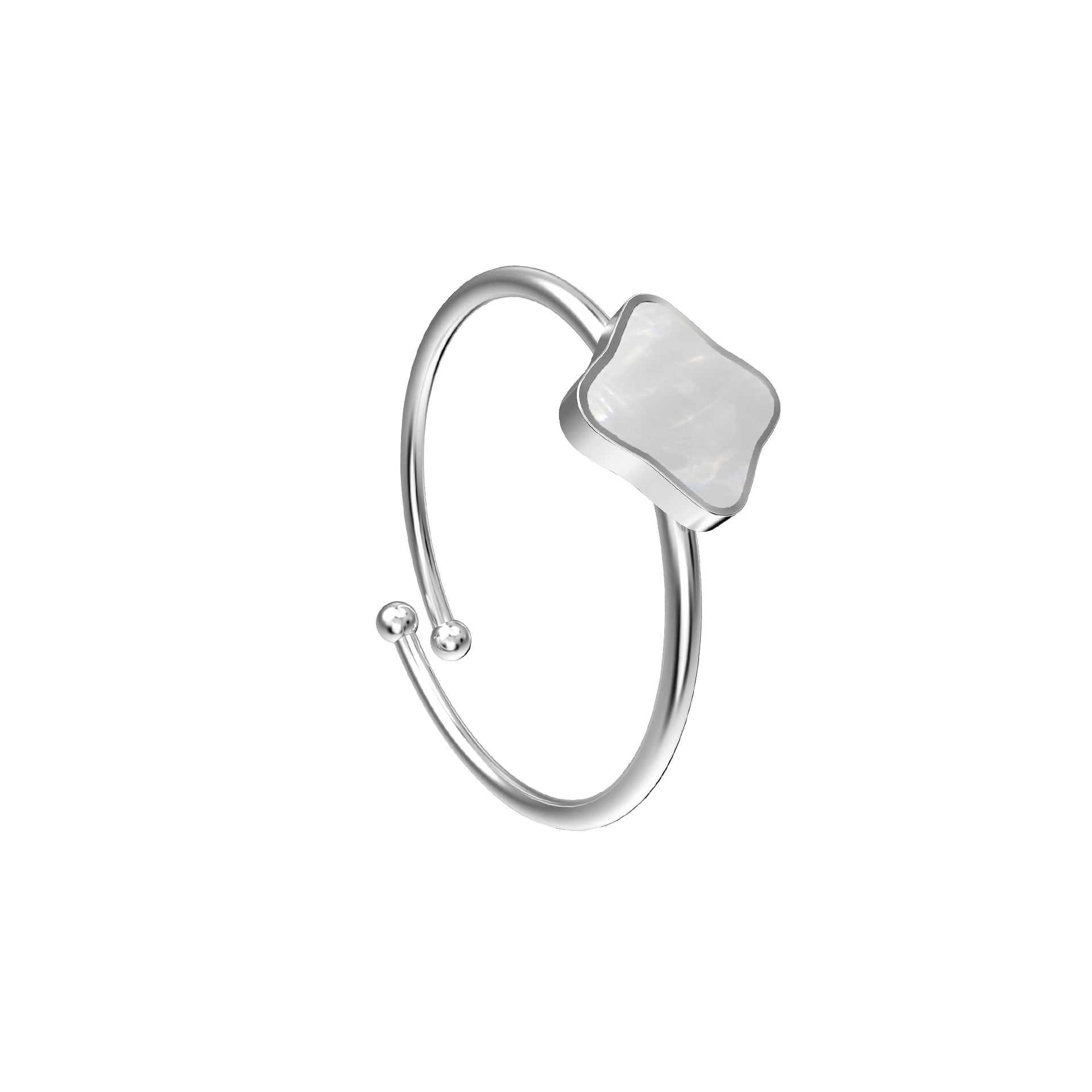 Flora Silver White Ring