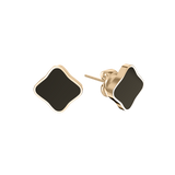 Flora Gold Black Earrings