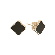 Flora Gold Black Earrings