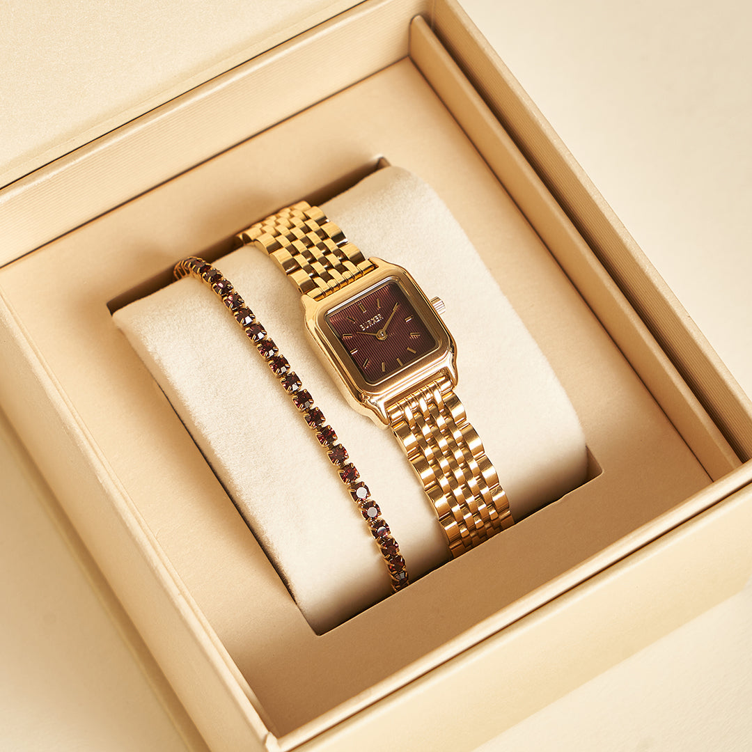 Ava Gold Burgundy