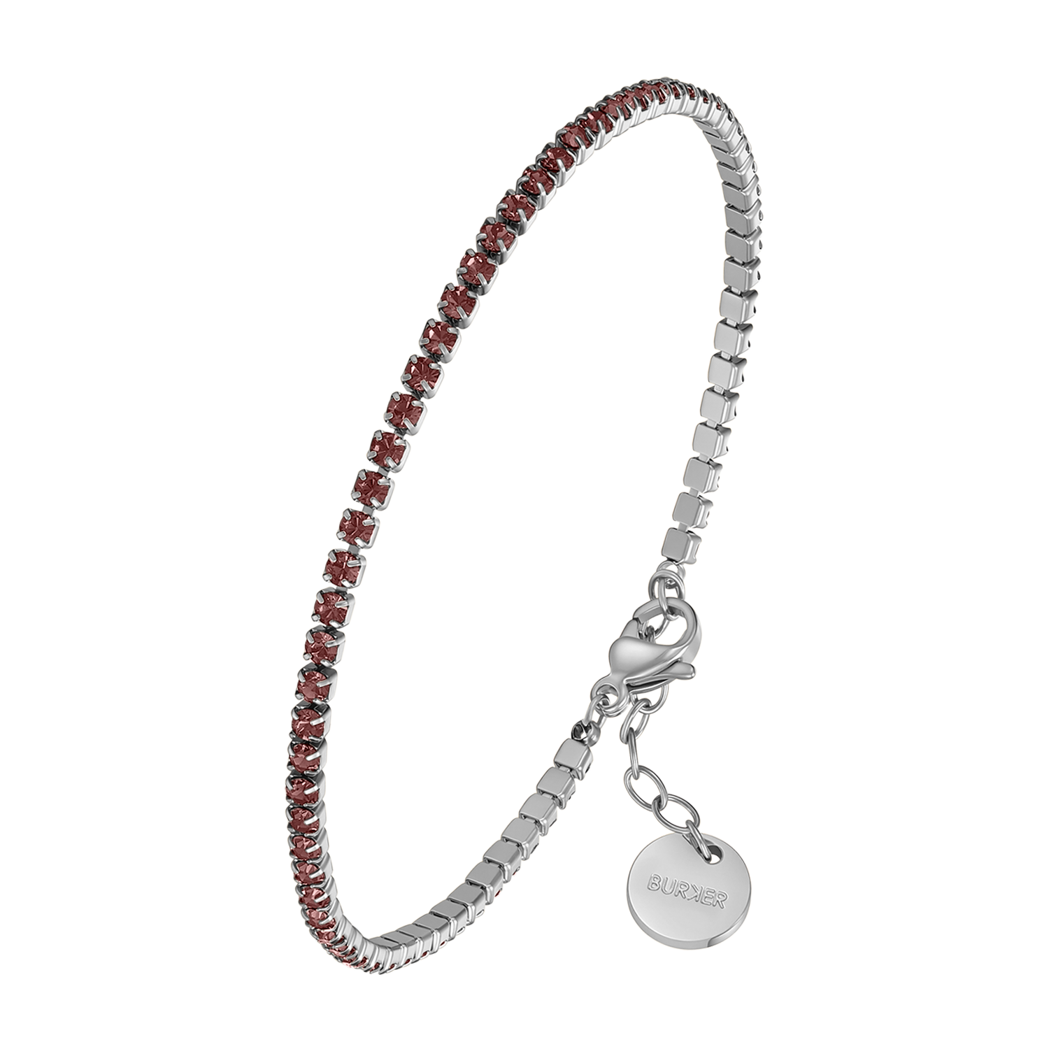 Ava Petite Silver Burgundy Bracelet
