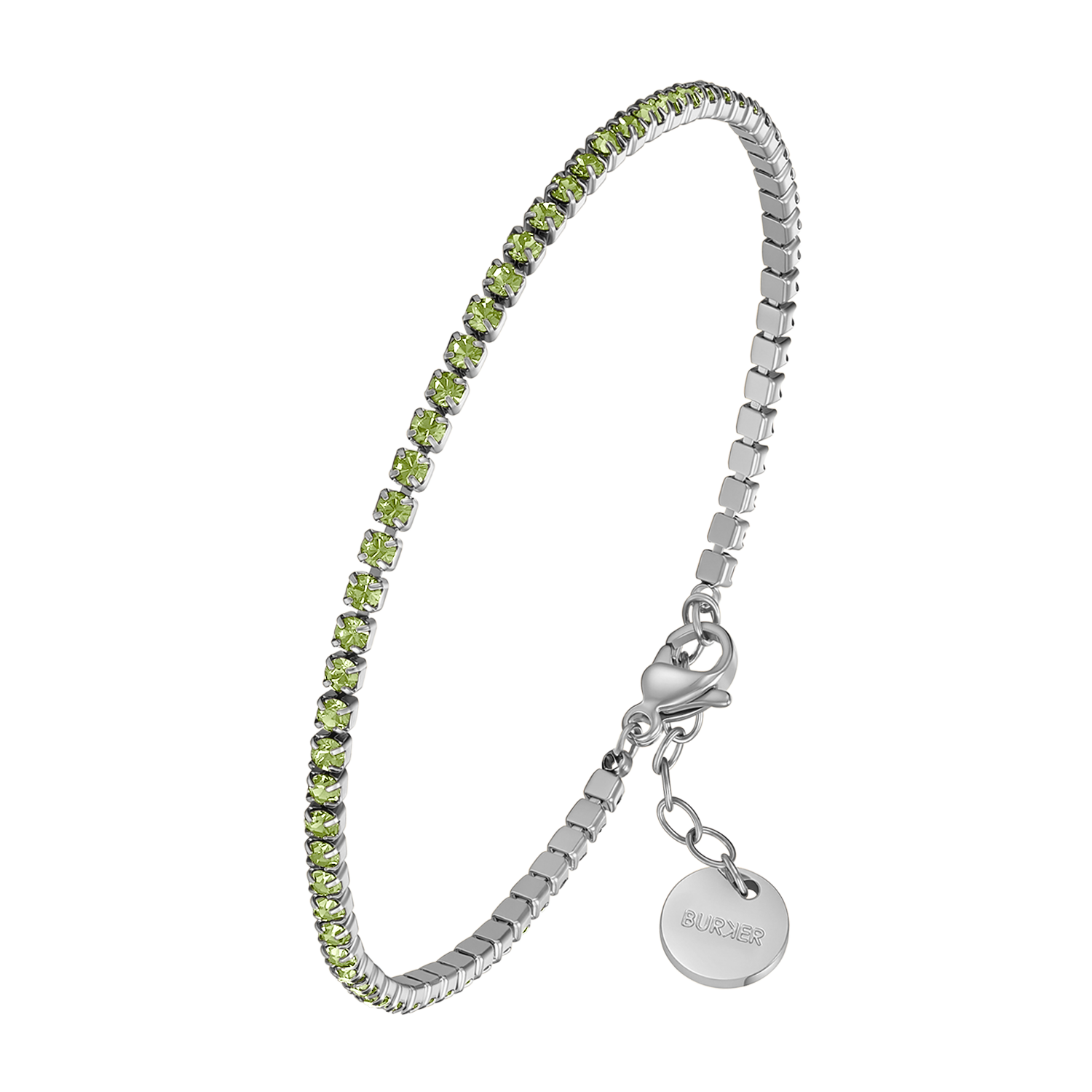Ava Petite Silver Olive Green Bracelet