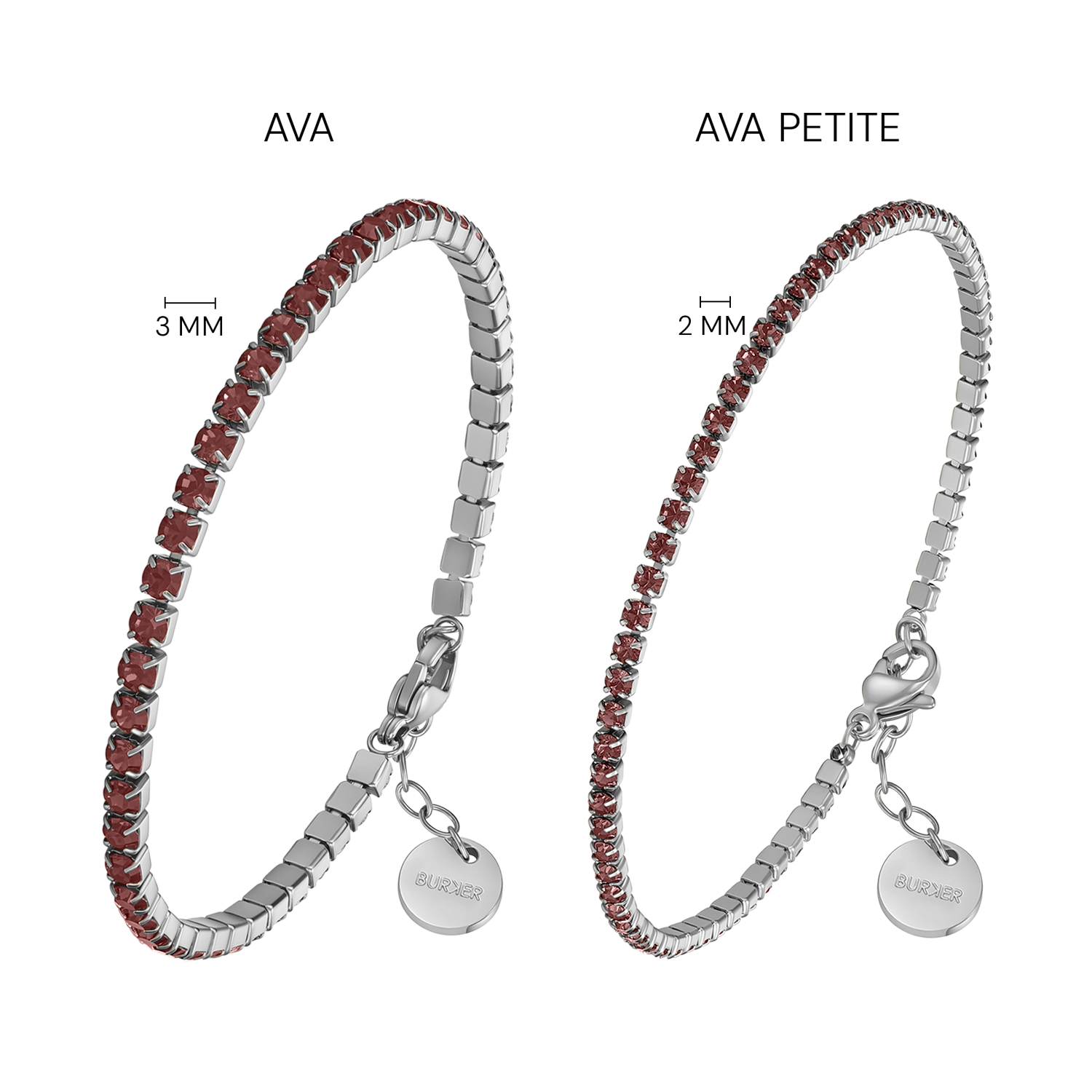 Ava Silver Burgundy Bracelet