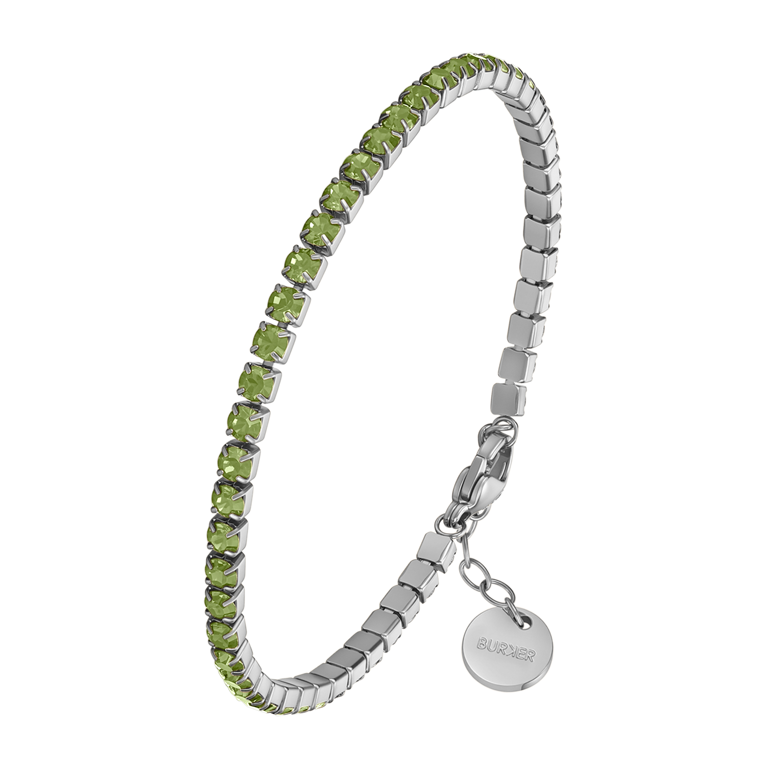 Ava Silver Olive Green Bracelet