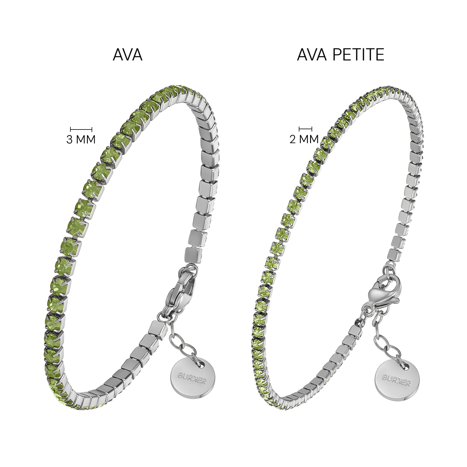 Ava Petite Silver Olive Green Bracelet