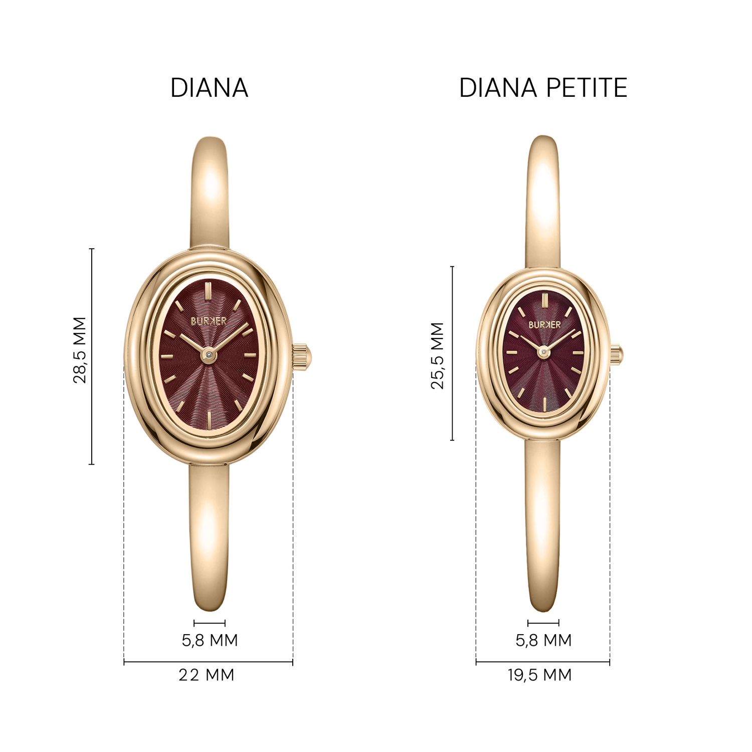Diana Petite Gold Burgundy