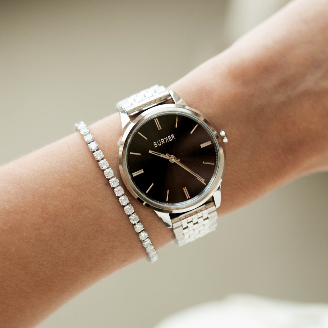 Emily Silver Black Burker Watches