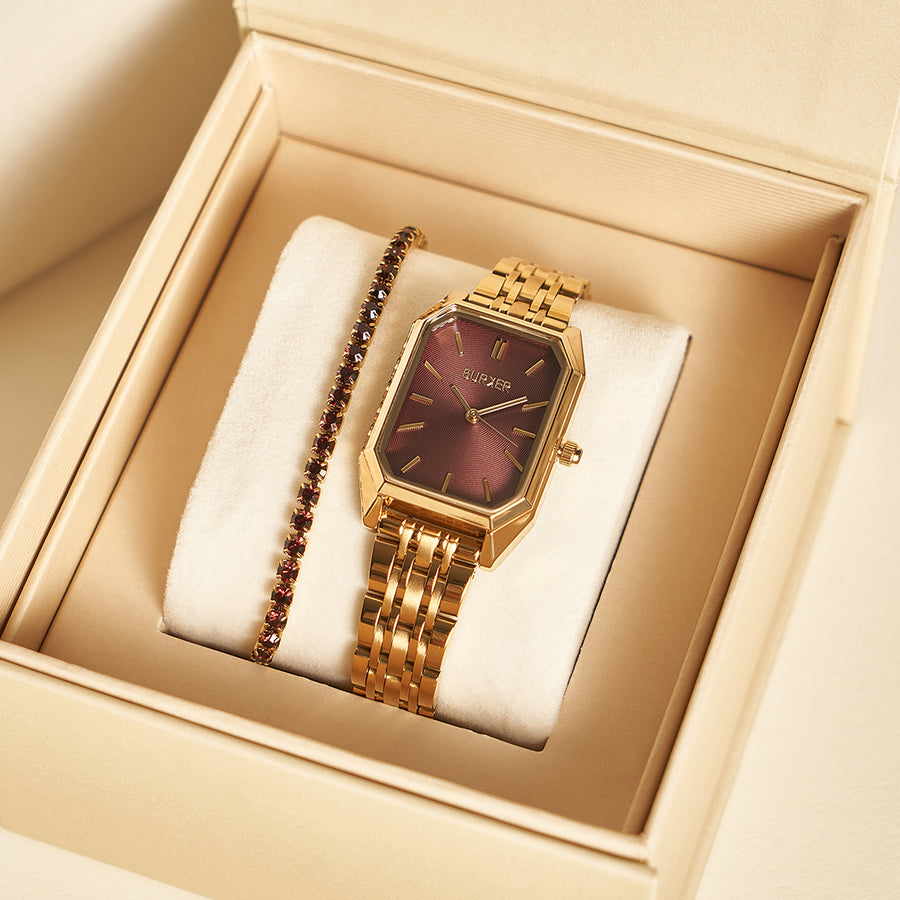 Isabell Gold Burgundy