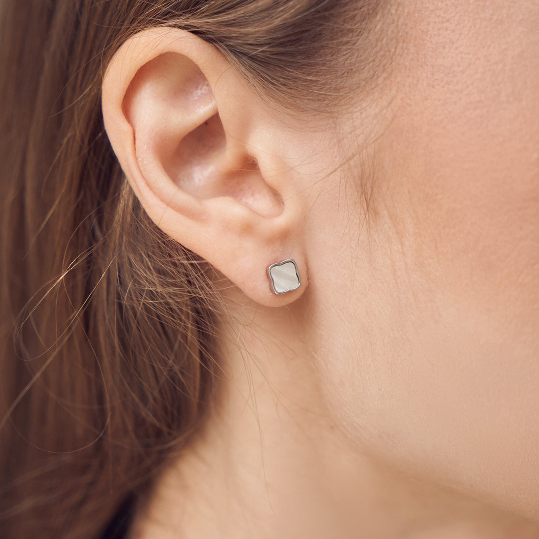 Flora Silver White Earrings - изображение 2