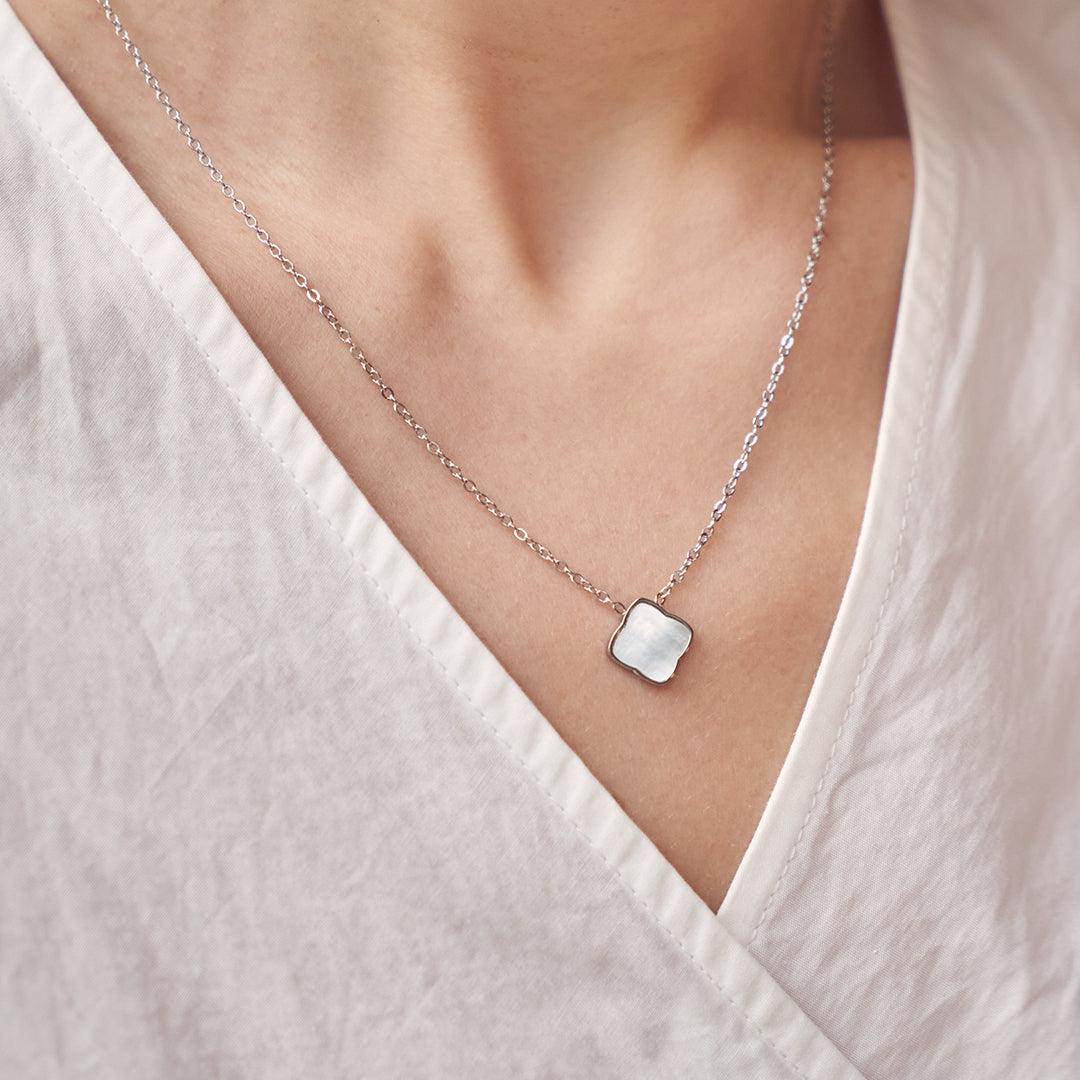 Flora Silver White Necklace - изображение 5