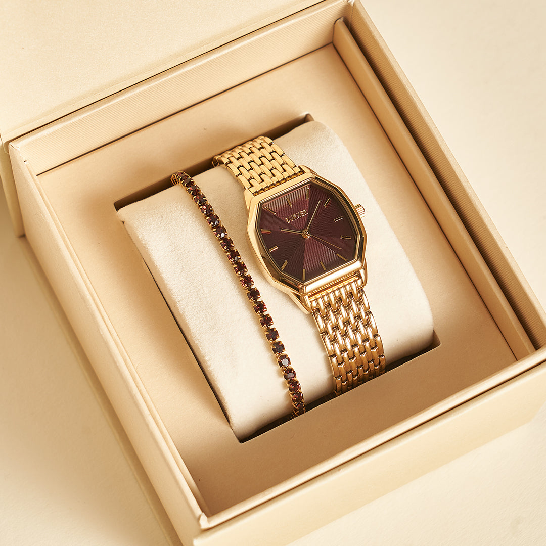 Julia Gold Burgundy