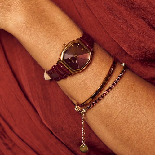 Julia Gold Burgundy Leather