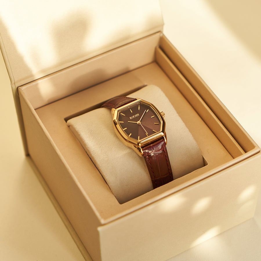 Julia Gold Burgundy Leather