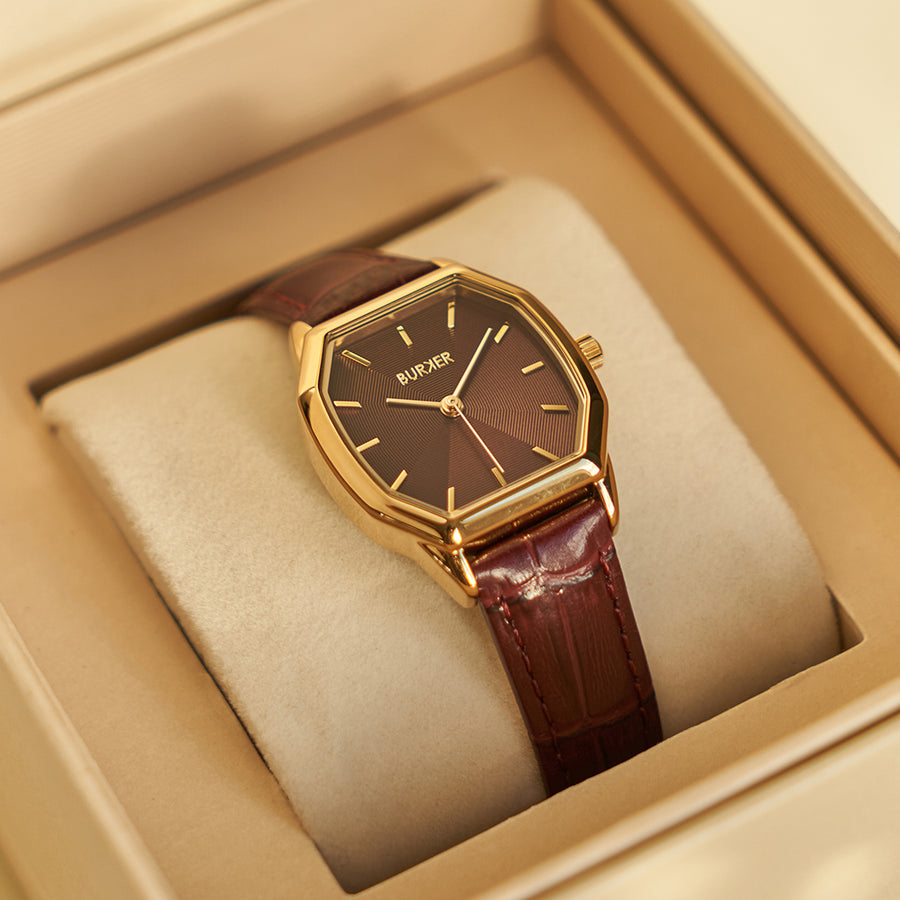 Julia Gold Burgundy Leather