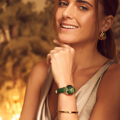 Julia Gold Green Leather