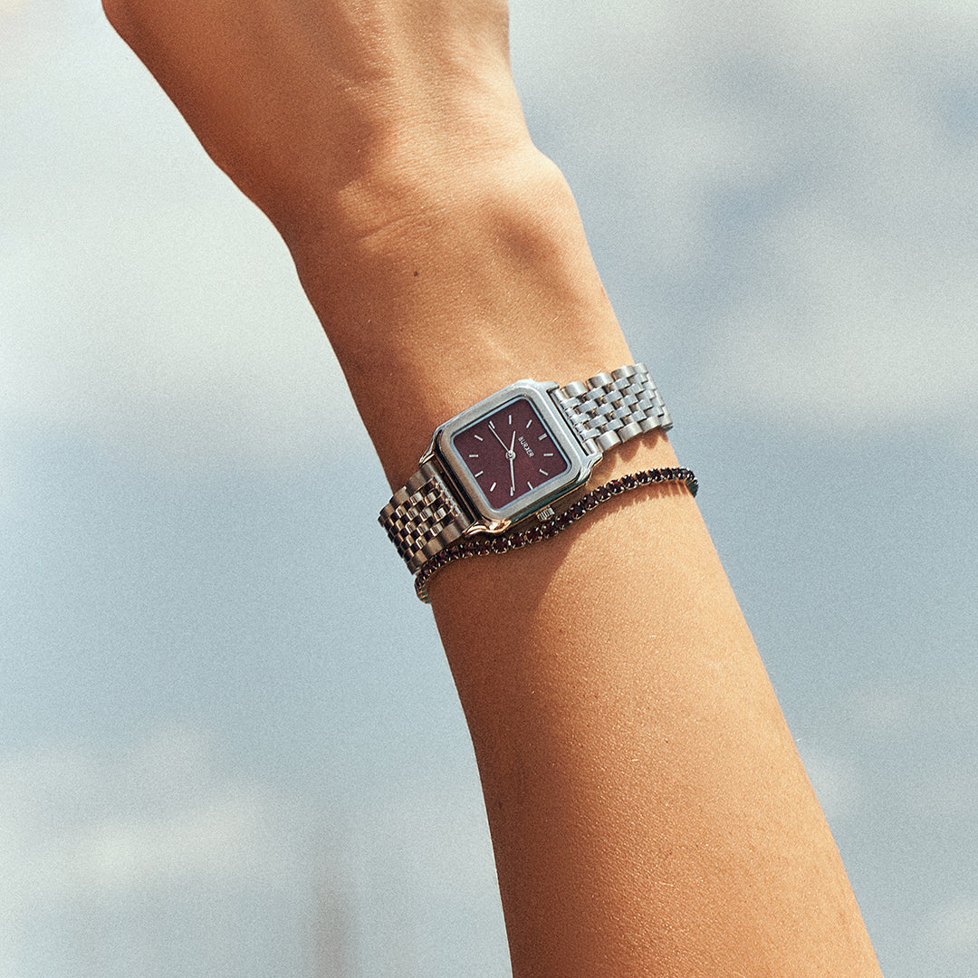 Ava Silver Burgundy Bracelet