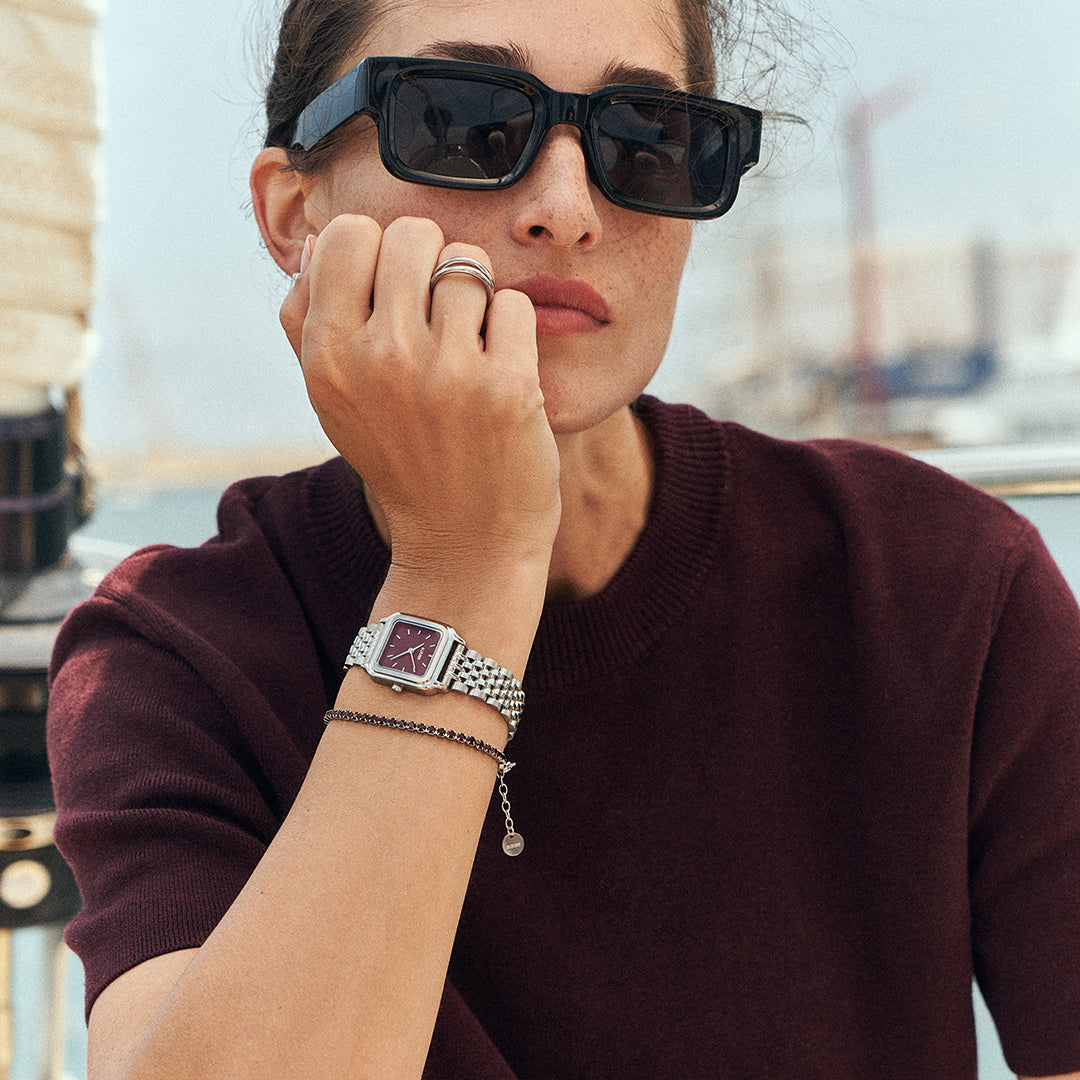 Ava Silver Burgundy Bracelet