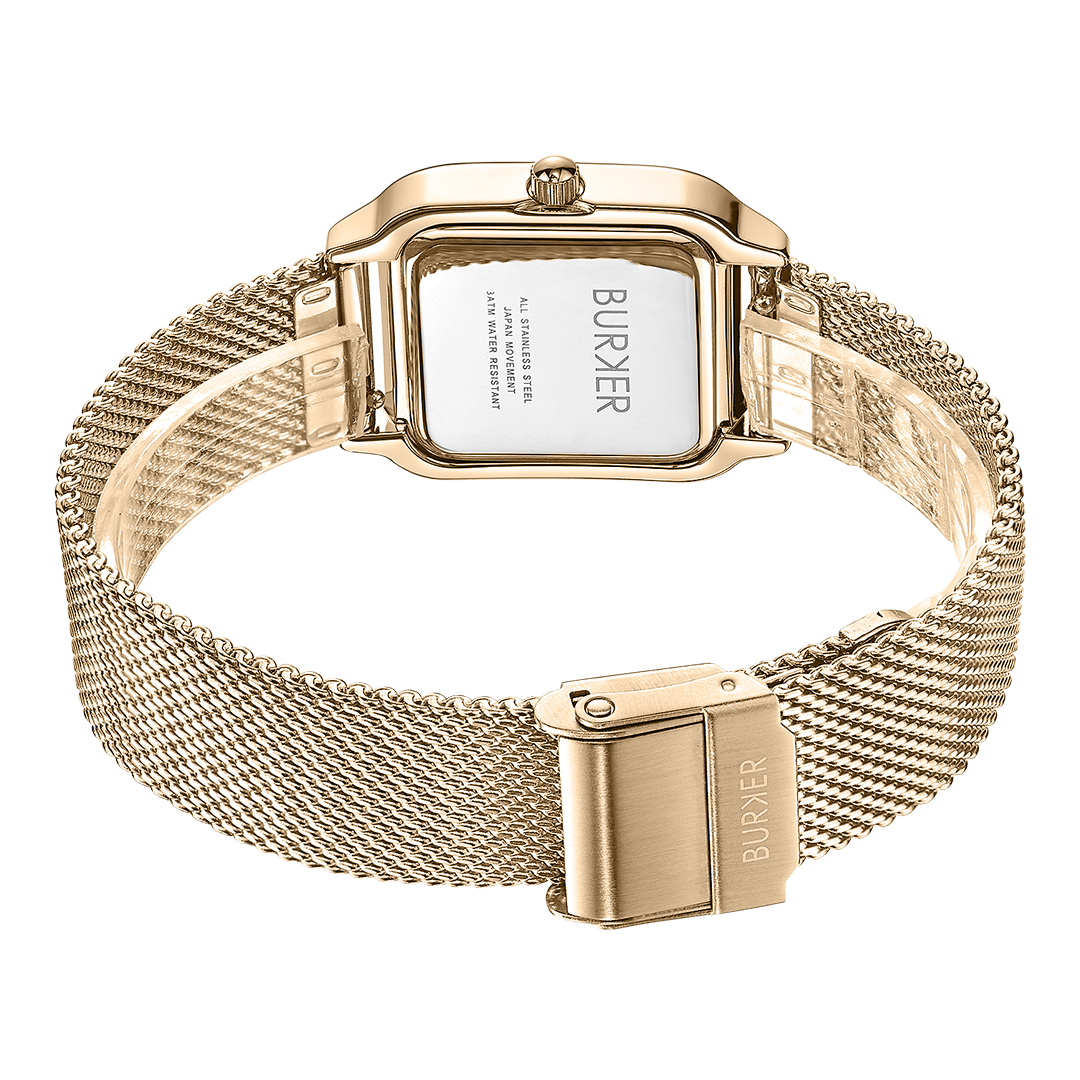 Macy Gold White Mesh Burker Watches