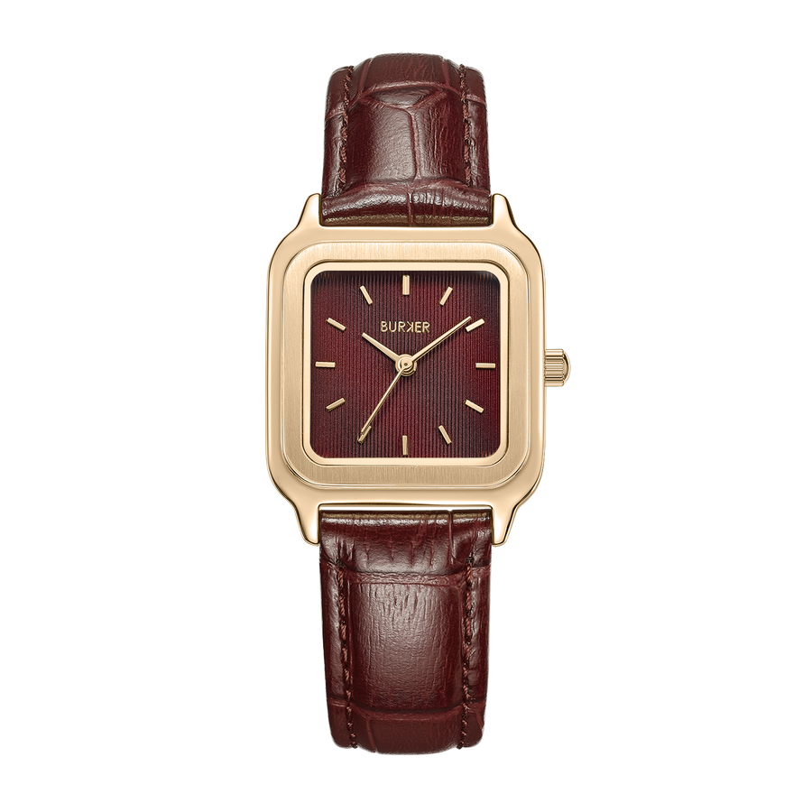 Macy Gold Burgundy Leather
