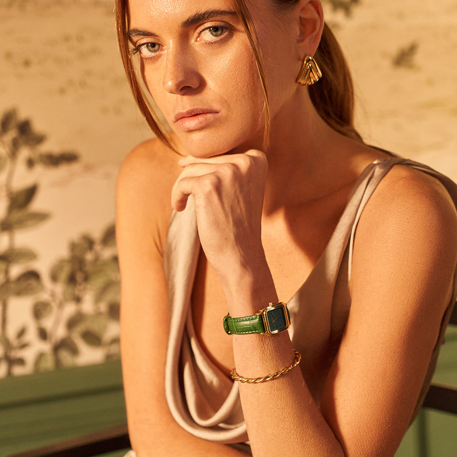 Macy Gold Green Leather