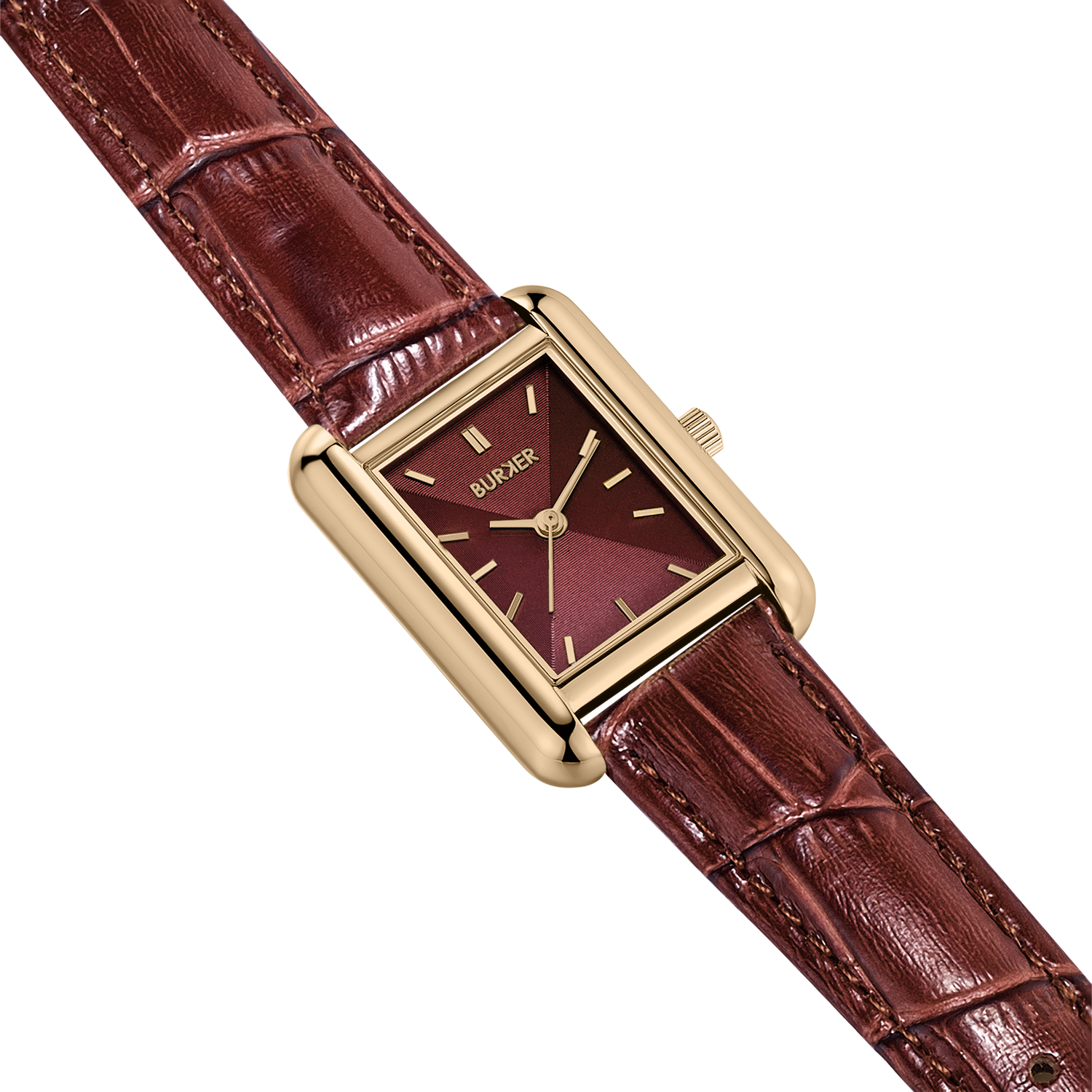 Olivia Gold Burgundy Leather