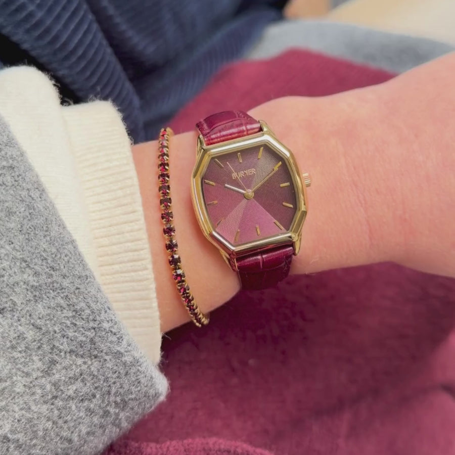 Julia Gold Burgundy Leather