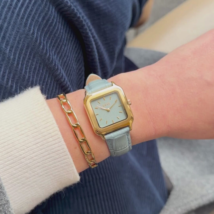 Macy Gold Grey Leather