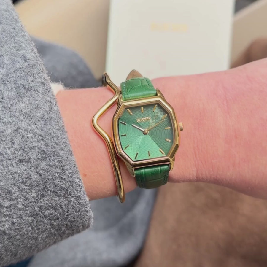 Julia Gold Green Leather